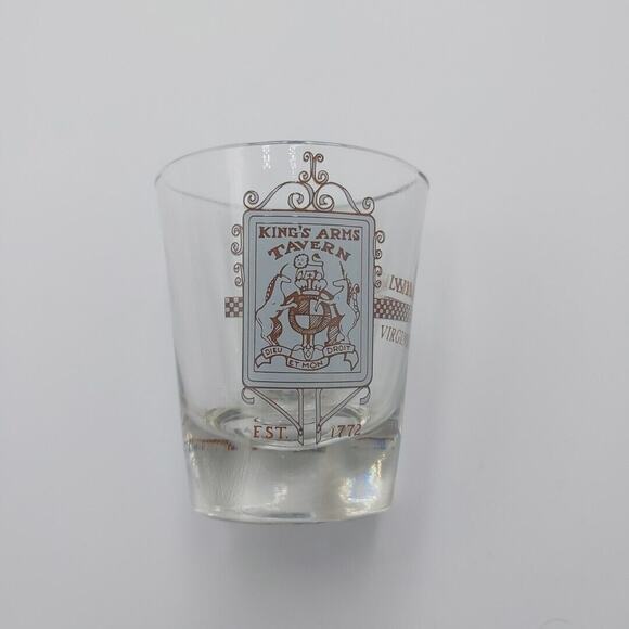Kings Arms Tavern Shot Glass -Williamsburg Virginia- Josiah Chowning, Souvenir - Picture 1 of 4
